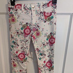 Old Navy Girls Rockstar Jeggings White w/Bright Floral Pattern sz 12 Regular